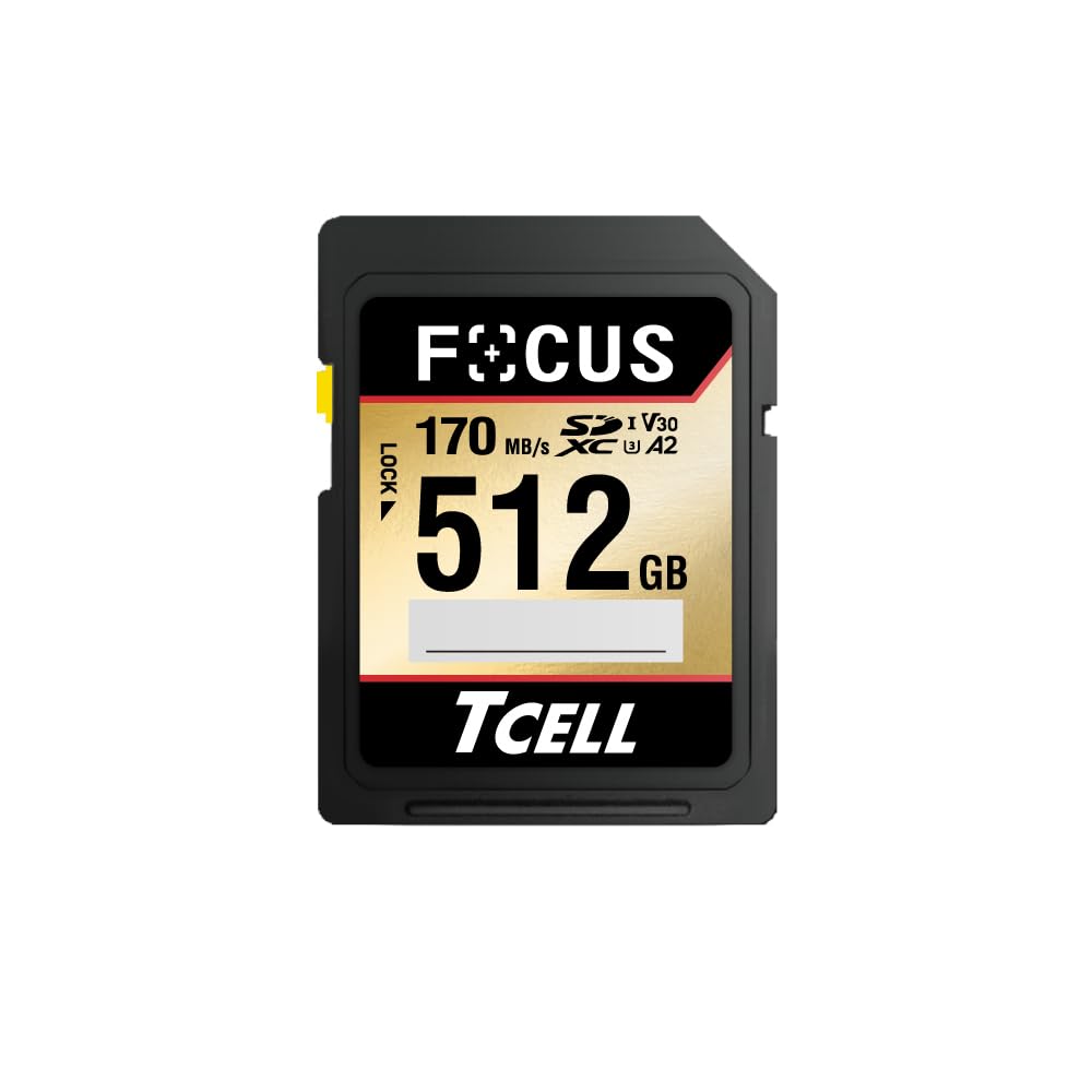 TCELL FOCUS 台湾製 SDカード 512GB A2 SDXC UHS-Iメモリーカード U3 V30 高速 プロ用撮影向け 4K UHD & Full HD ビデオ対応 (最大読出速度170MB/s 最大書込速度125MB/s) NANDフラッシュメモリ搭載 Canon/Nikonなど デジタル一眼カメラ対応